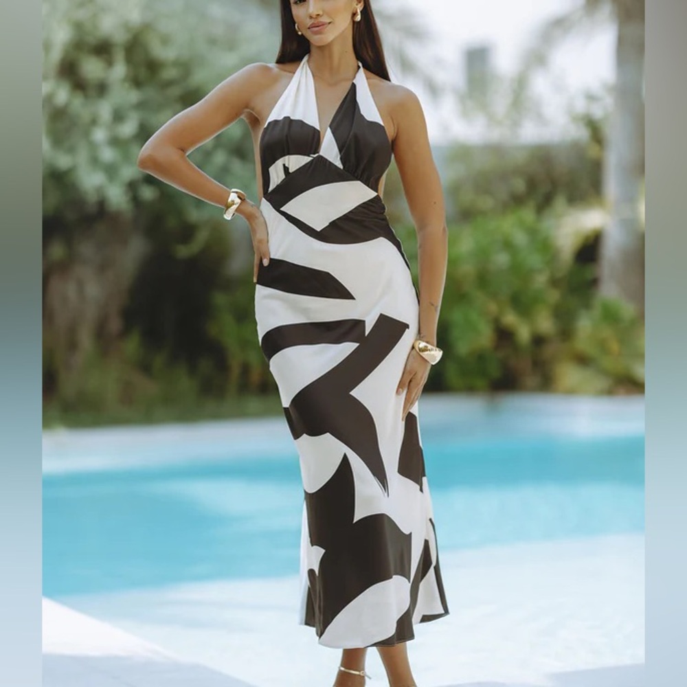 BARDOT Citron Halter Midi Dress-size 8-NWT
